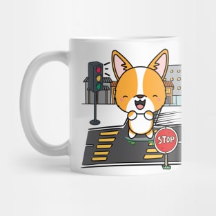 Funny corgi is on a skateboard Mug